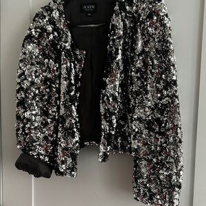 J. Crew Collection Women's Black and Silver Sequin cropped jacket/Blazer